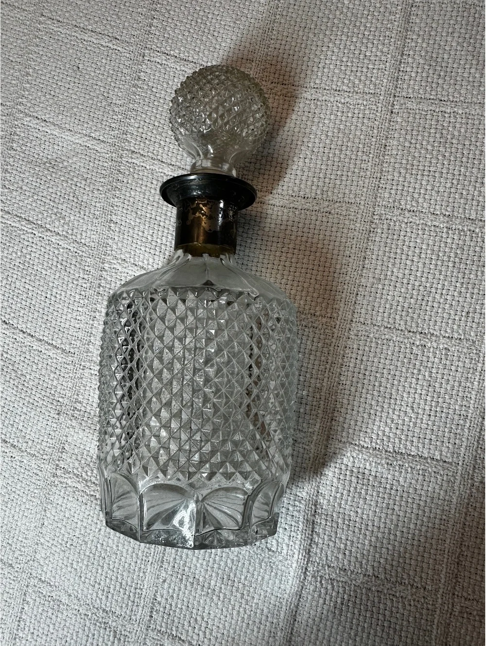 Vintage Cut Glass Decanter with Faceted Stopper